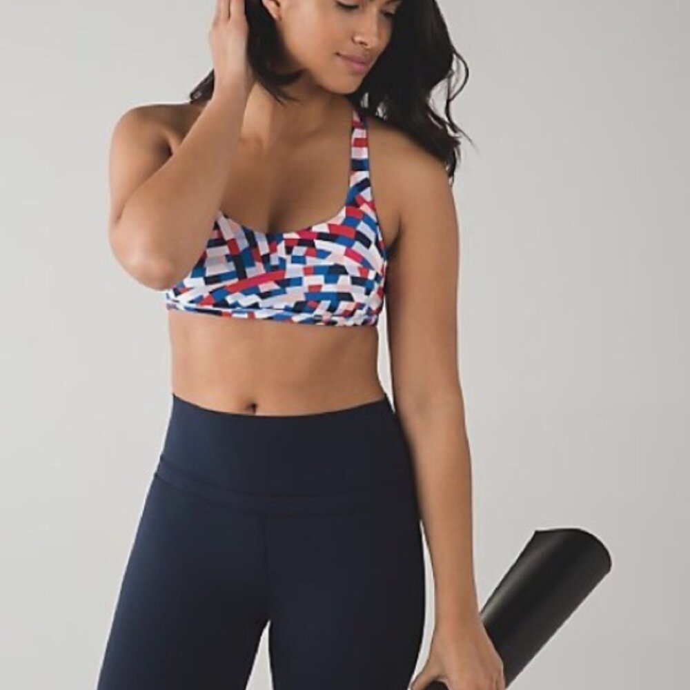Lululemon Free To Be Bra Wild Capoeira Multi / Minty Pink / White